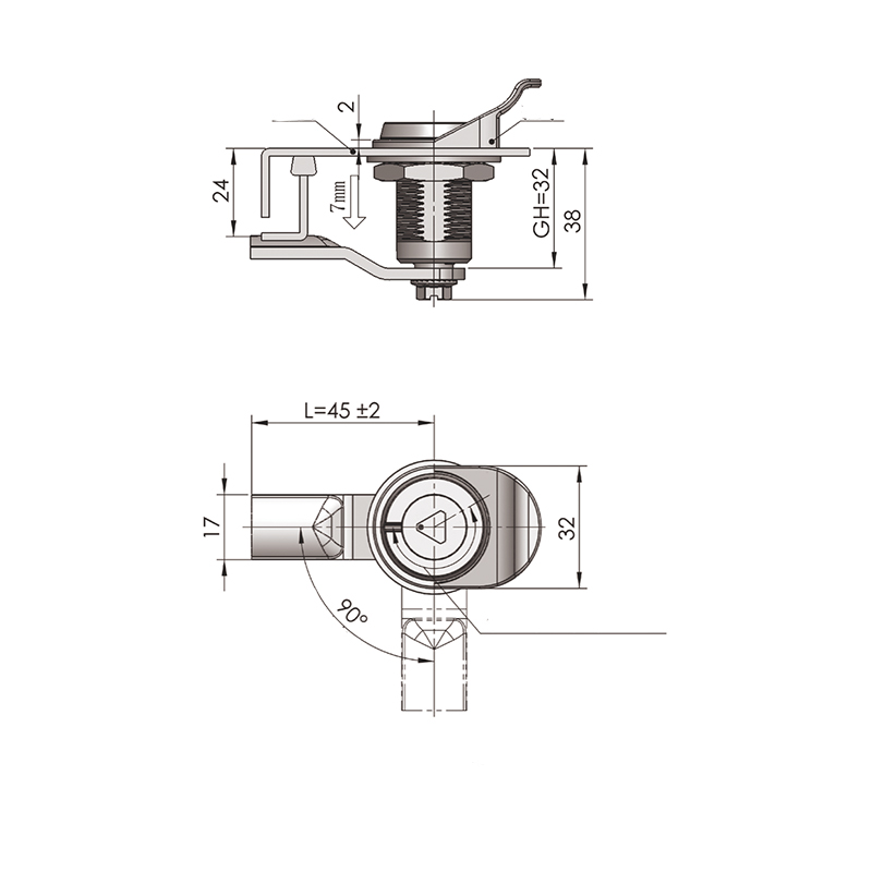 MS816-1F-1 háromszög alakú 8 mm-es zárhenger, lopásgátló kompressziós reteszzárak MS816-1F-1 háromszög alakú 8 mm-es zárhenger, lopásgátló kompressziós reteszzárak