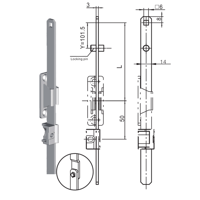 LG010-3 zárócsapos összekötő rúd tartozékokkal